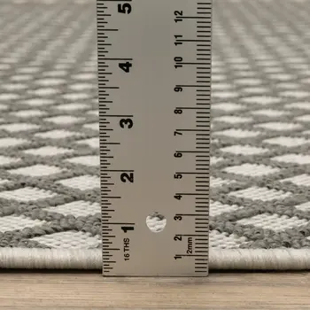 2' X 7' Beige Geometric Stain Resistant Indoor Outdoor Area Rug