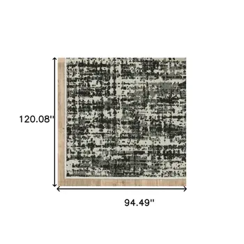 8' X 10' Beige and Black Abstract Stain Resistant Indoor Outdoor Area Rug