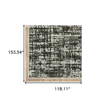 10' X 13' Beige and Black Abstract Stain Resistant Indoor Outdoor Area Rug