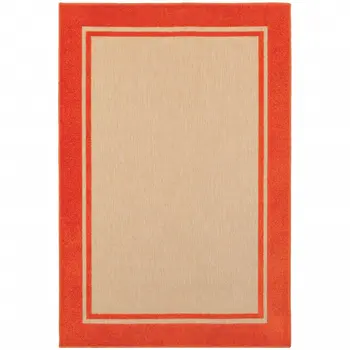 2' X 3' Orange Stain Resistant Indoor Outdoor Area Rug