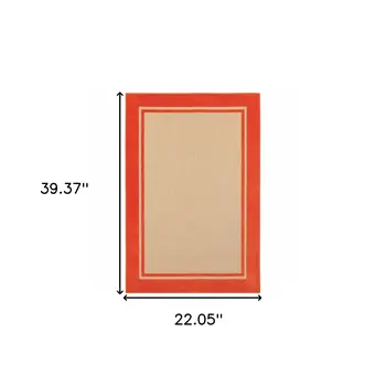 2' X 3' Orange Stain Resistant Indoor Outdoor Area Rug