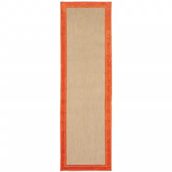 2' X 8' Orange Stain Resistant Indoor Outdoor Area Rug