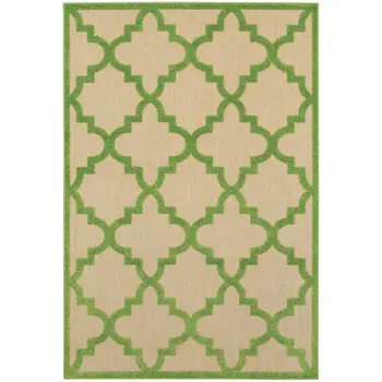 2' X 3' Green Geometric Stain Resistant Indoor Outdoor Area Rug