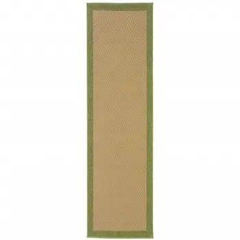 2' X 8' Beige Stain Resistant Indoor Outdoor Area Rug