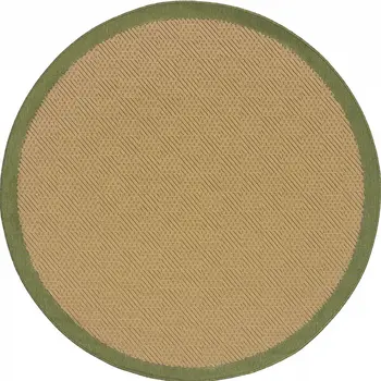 8' X 8' Beige Round Stain Resistant Indoor Outdoor Area Rug