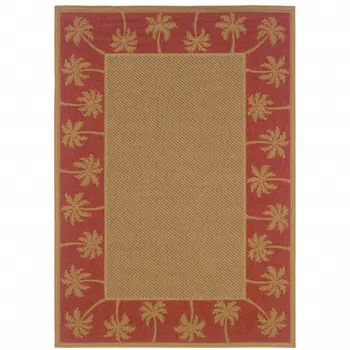 9' X 13' Beige Stain Resistant Indoor Outdoor Area Rug