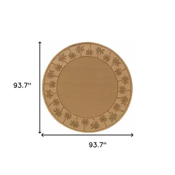 8' X 8' Beige Round Stain Resistant Indoor Outdoor Area Rug