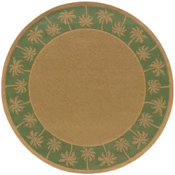 8' X 8' Beige Round Stain Resistant Indoor Outdoor Area Rug