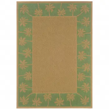 9' X 13' Beige Stain Resistant Indoor Outdoor Area Rug