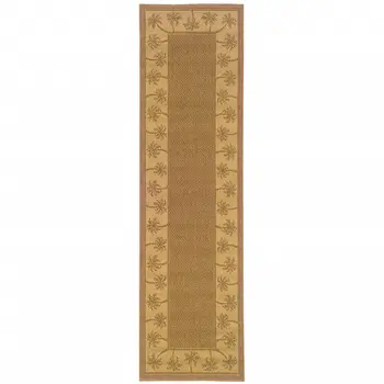2' X 8' Tan Stain Resistant Indoor Outdoor Area Rug