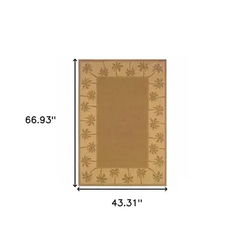 4' X 6' Tan Stain Resistant Indoor Outdoor Area Rug