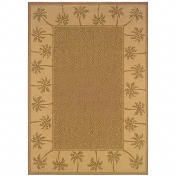7' X 10' Tan Stain Resistant Indoor Outdoor Area Rug