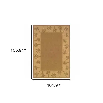 9' X 13' Tan Stain Resistant Indoor Outdoor Area Rug