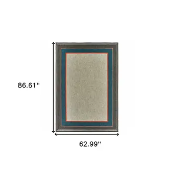 5' X 7' Blue and Gray Stain Resistant Indoor Outdoor Area Rug