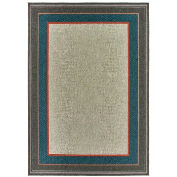 8' X 10' Blue and Gray Stain Resistant Indoor Outdoor Area Rug