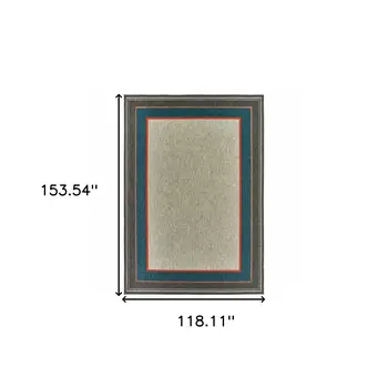 10' X 13' Blue and Gray Stain Resistant Indoor Outdoor Area Rug