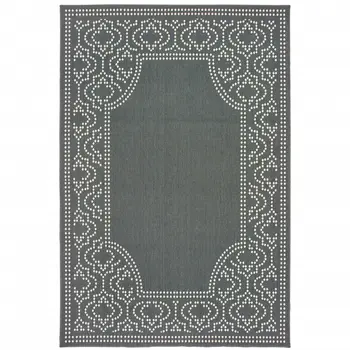 2' X 4' Gray and Ivory Stain Resistant Indoor Outdoor Area Rug