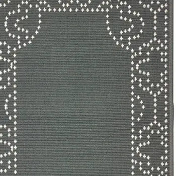 2' X 8' Gray and Ivory Stain Resistant Indoor Outdoor Area Rug