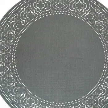 8' X 8' Gray and Ivory Round Stain Resistant Indoor Outdoor Area Rug
