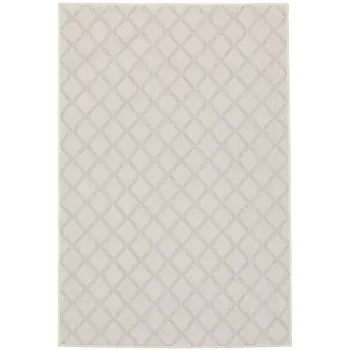 8' x 10' Gray and Ivory Geometric Stain Resistant Indoor Outdoor Area Rug