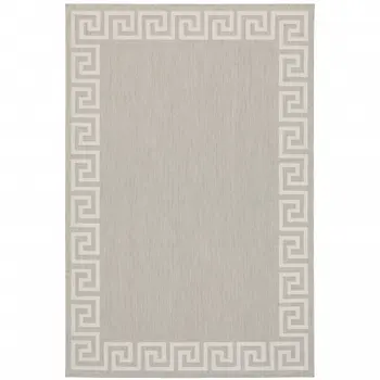 5' X 7' Gray and Ivory Stain Resistant Indoor Outdoor Area Rug