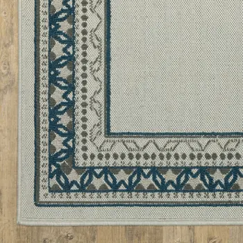 10' X 13' Blue and Beige Stain Resistant Indoor Outdoor Area Rug
