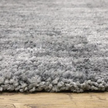 10' X 13' Grey Shag Power Loom Stain Resistant Area Rug