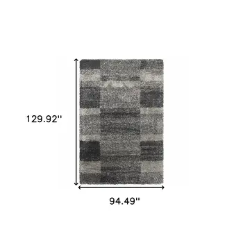 8' X 11' Gray Geometric Shag Power Loom Area Rug