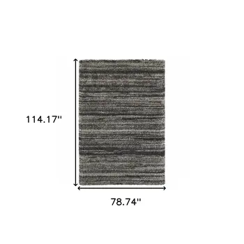 6' X 9' Charcoal Silver And Grey Geometric Shag Power Loom Stain Resistant Area Rug
