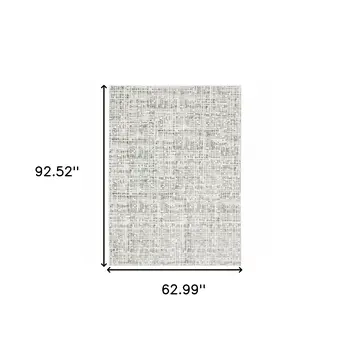 5' X 8' White And Grey Abstract Power Loom Stain Resistant Area Rug