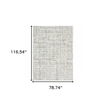 7' X 10' White And Gray Abstract Distressed Area Rug