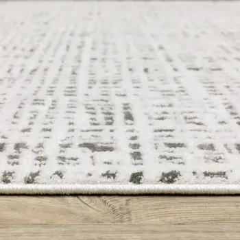 8' X 11' White And Gray Abstract Distressed Area Rug