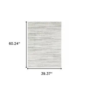 3' X 5' White And Grey Abstract Power Loom Stain Resistant Area Rug