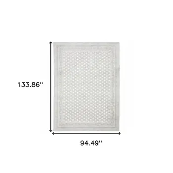 8' X 11' White And Gray Oriental Distressed Area Rug