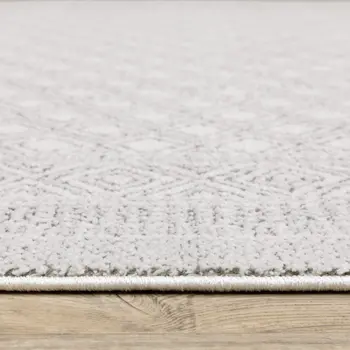 10' X 13' White And Grey Oriental Power Loom Stain Resistant Area Rug