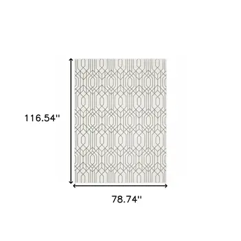 6' X 9' White And Grey Geometric Power Loom Stain Resistant Area Rug