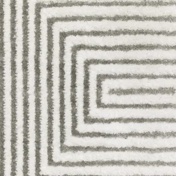 7' X 10' Gray And White Geometric Distressed Area Rug