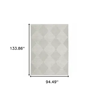 8' X 11' Gray And White Geometric Distressed Area Rug