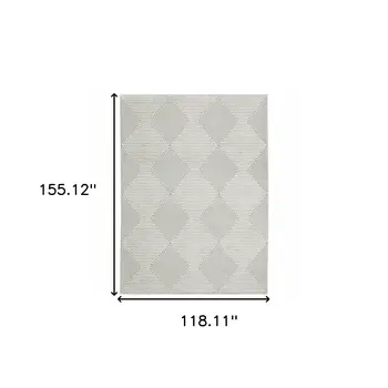 10' X 13' Grey And White Geometric Power Loom Stain Resistant Area Rug