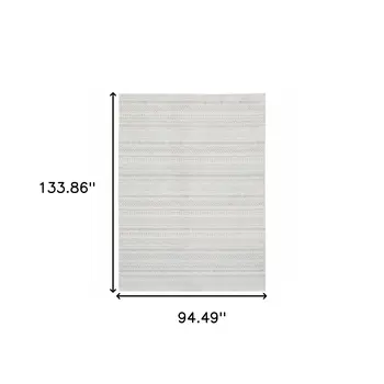 8' X 11' White And Gray Geometric Distressed Area Rug