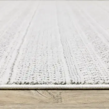 8' X 11' White And Gray Geometric Distressed Area Rug