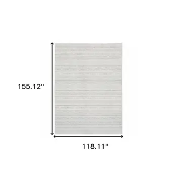 10' X 13' White And Gray Geometric Distressed Area Rug
