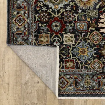 2' X 8' Blue And Beige Oriental Power Loom Runner Rug With Fringe