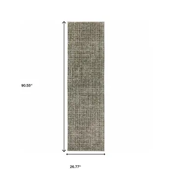 8' Brown And Beige Geometric Distressed Runner Rug