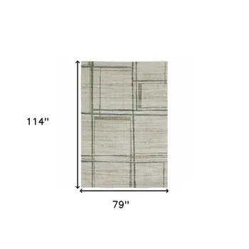 7' X 10' Grey Teal Beige and Tan Geometric Power Loom Area Rug