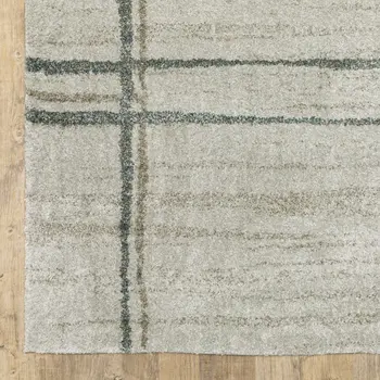 7' X 10' Grey Teal Beige and Tan Geometric Power Loom Area Rug
