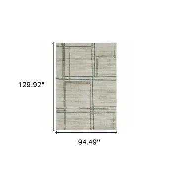 8' X 11' Beige Blue and Gray Geometric Power Loom Area Rug