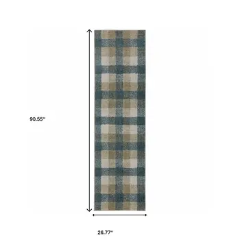 8' Tan And Gray Geometric Runner Rug