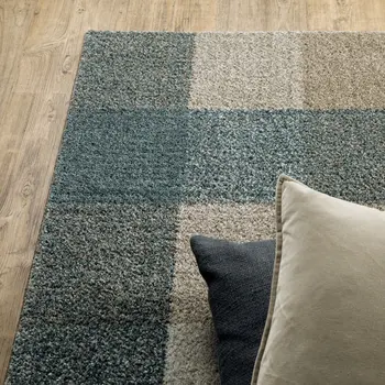 8' Tan And Gray Geometric Runner Rug