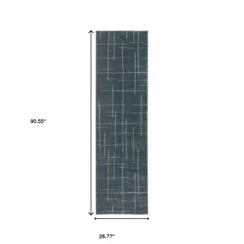 8' Blue And Gray Geometric Runner Rug